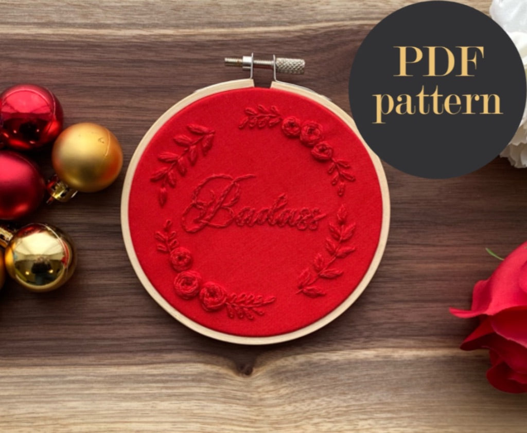 Badass monochrome embroidery // PDF Pattern Download 4" Hoop