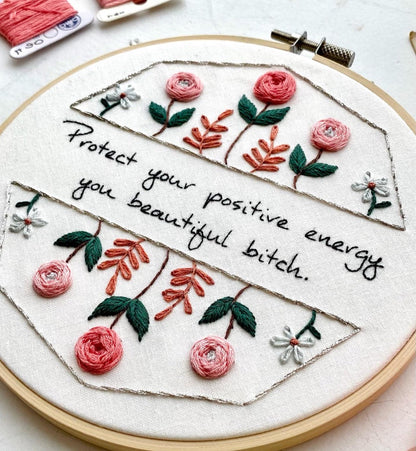 Protect your positive energy / Embroidery PDF Pattern Download 6 inch
