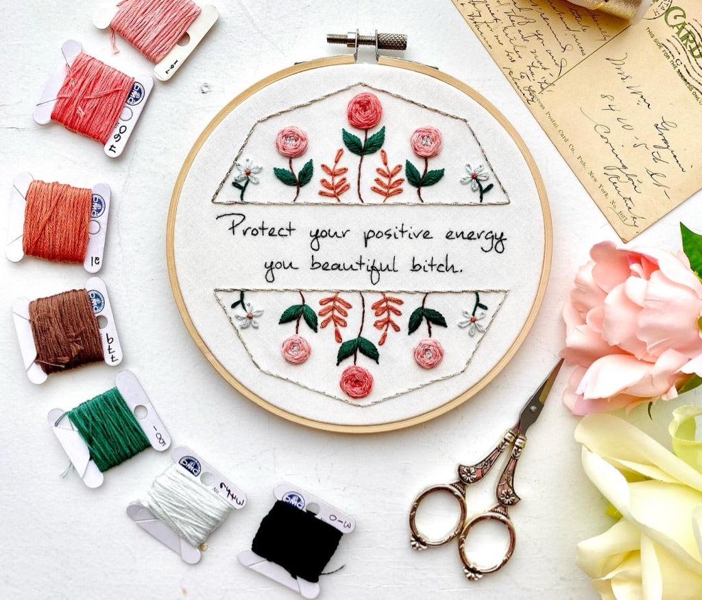 Protect your positive energy / Embroidery PDF Pattern Download 6 inch