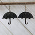 Hand-painted wooden umbrella dangle earrings with rainy day weather design and hypoallergenic sterling silver hooks, lightweight umbrella statement jewelry earrings gift for cozy and whimsical style