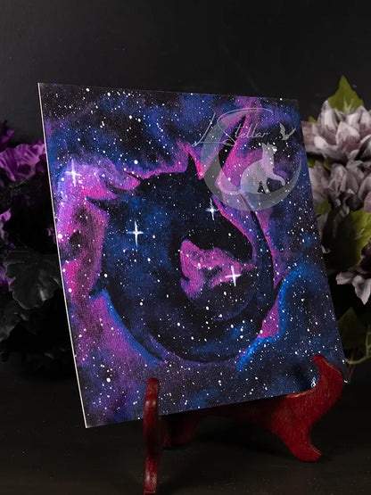 Unicorn Painting, Galaxy Artwork, Blue and Purple Mythical Space Print, Magical Celestial Wall Decor