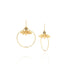 Gold hoop fair trade earrings, handmade with pearl, leaf detail and labradorite, flat lay