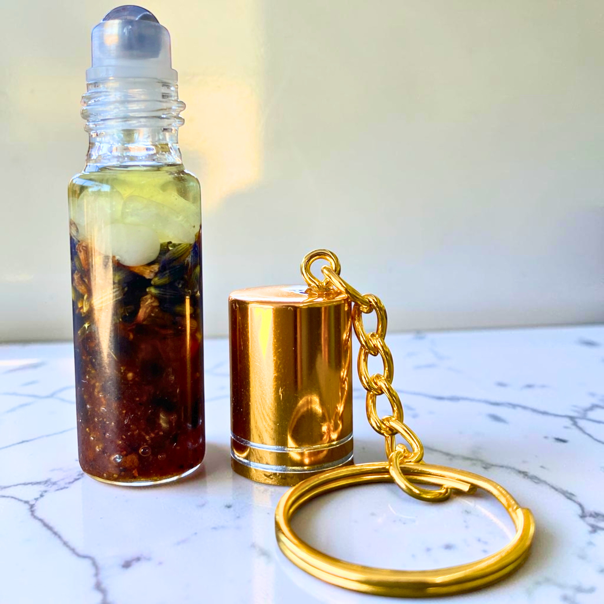 Dreams Keychain | Myrrh &amp; Lavender Crystal Oil Roll-On