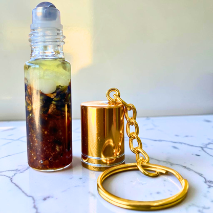 Dreams Keychain | Myrrh &amp; Lavender Crystal Oil Roll-On