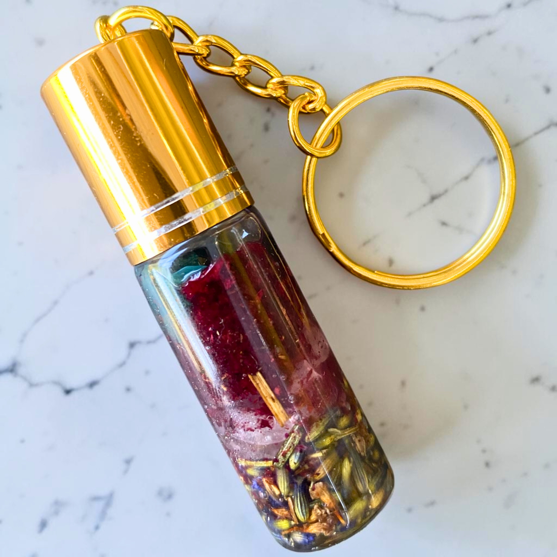 Self Love / Self Growth Keychain | Handmade Crystal &amp; Herb Charm
