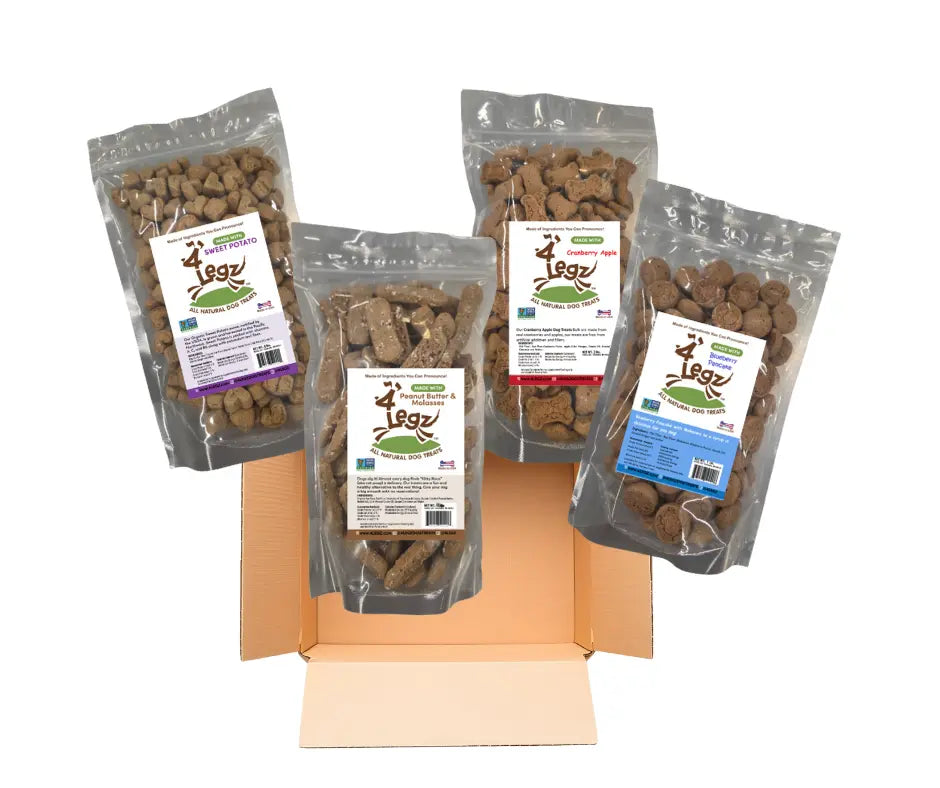 Doggy Box- with 4 pack of 1 lbs Bags Treats! - Want Monthly? FREE SHIPPING! 4Legz