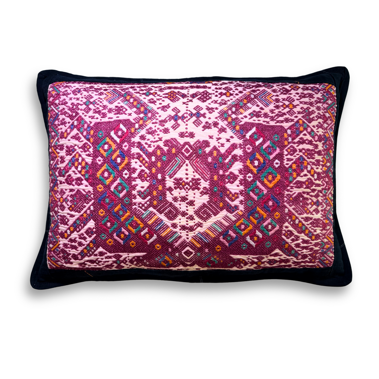 Embroidered Huipil &amp; Handwoven Corte Throw Pillow Cover