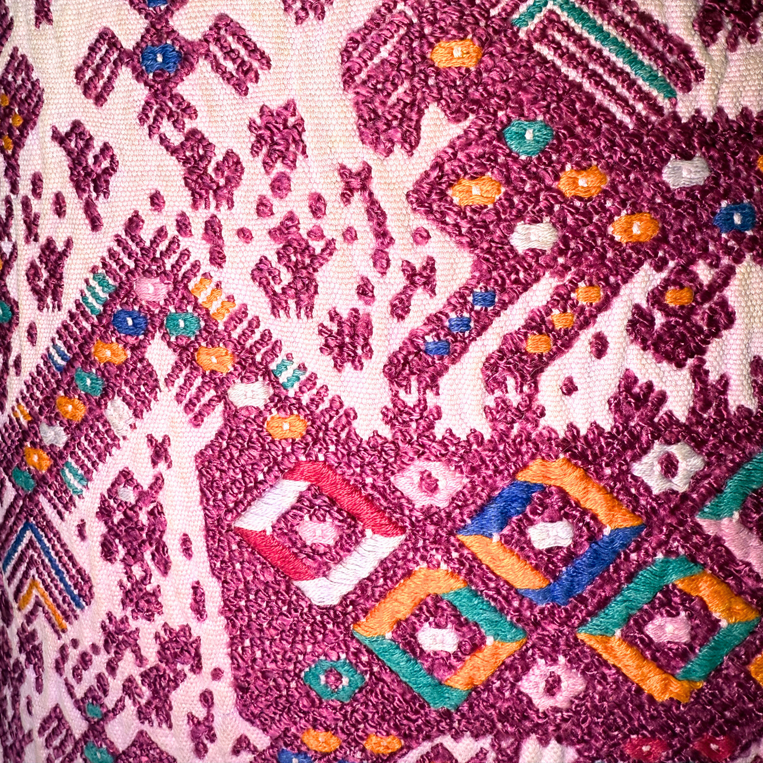 Embroidered Huipil &amp; Handwoven Corte Throw Pillow Cover
