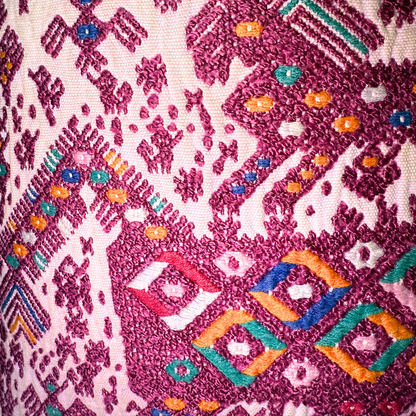 Embroidered Huipil &amp; Handwoven Corte Throw Pillow Cover
