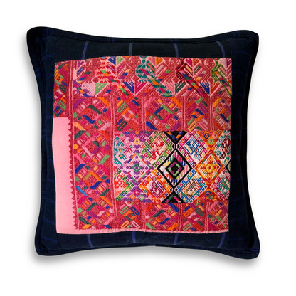 Embroidered Huipil &amp; Handwoven Corte Throw Pillow Cover