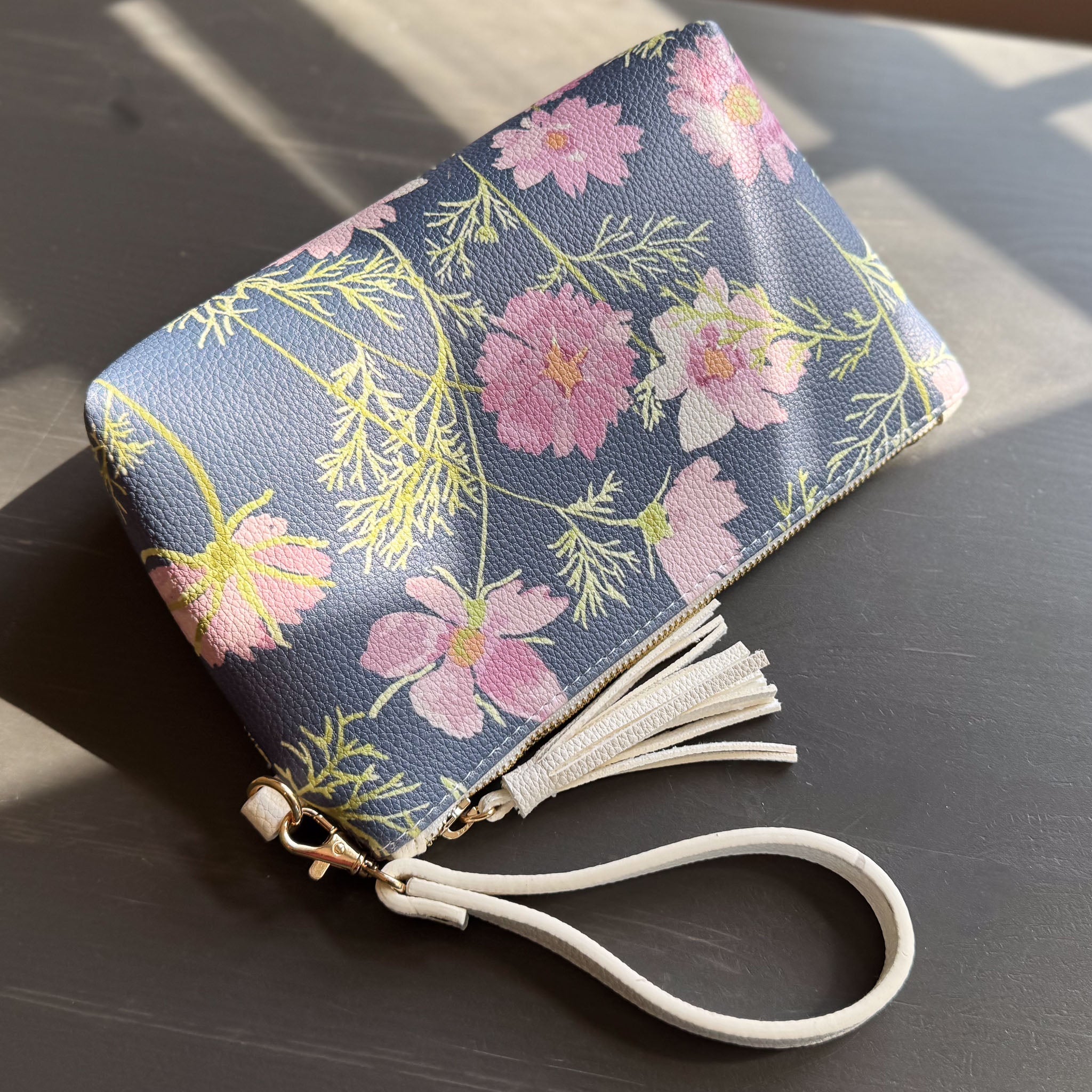 airy cosmos clutch in vegan leather