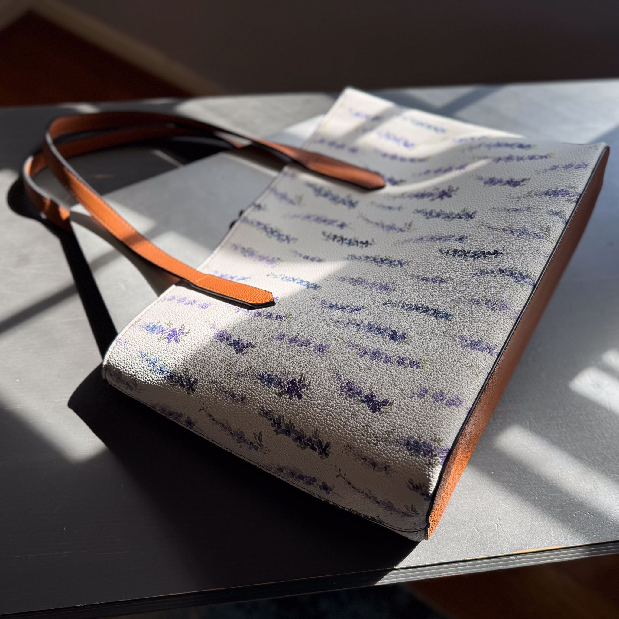 vegan leather carryall in dancing delphinium