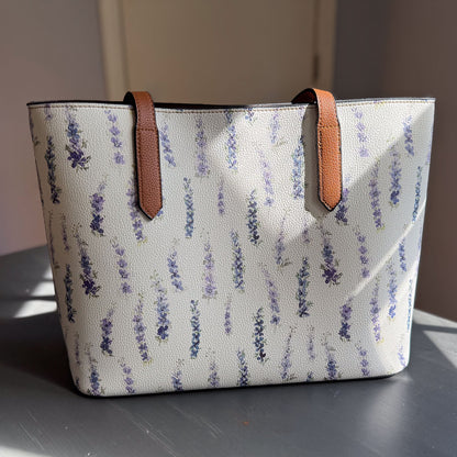 vegan leather carryall in dancing delphinium