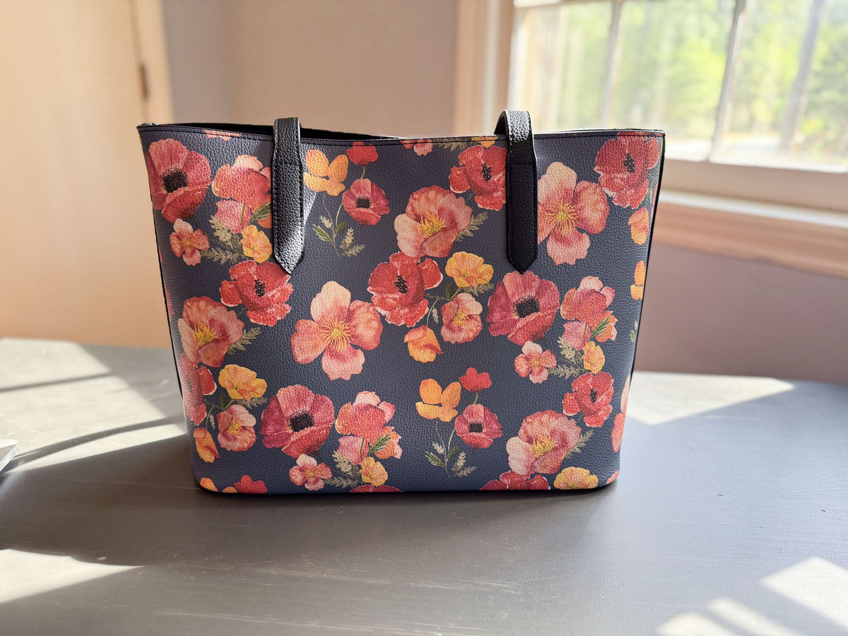 ember poppies carryall in vegan leather