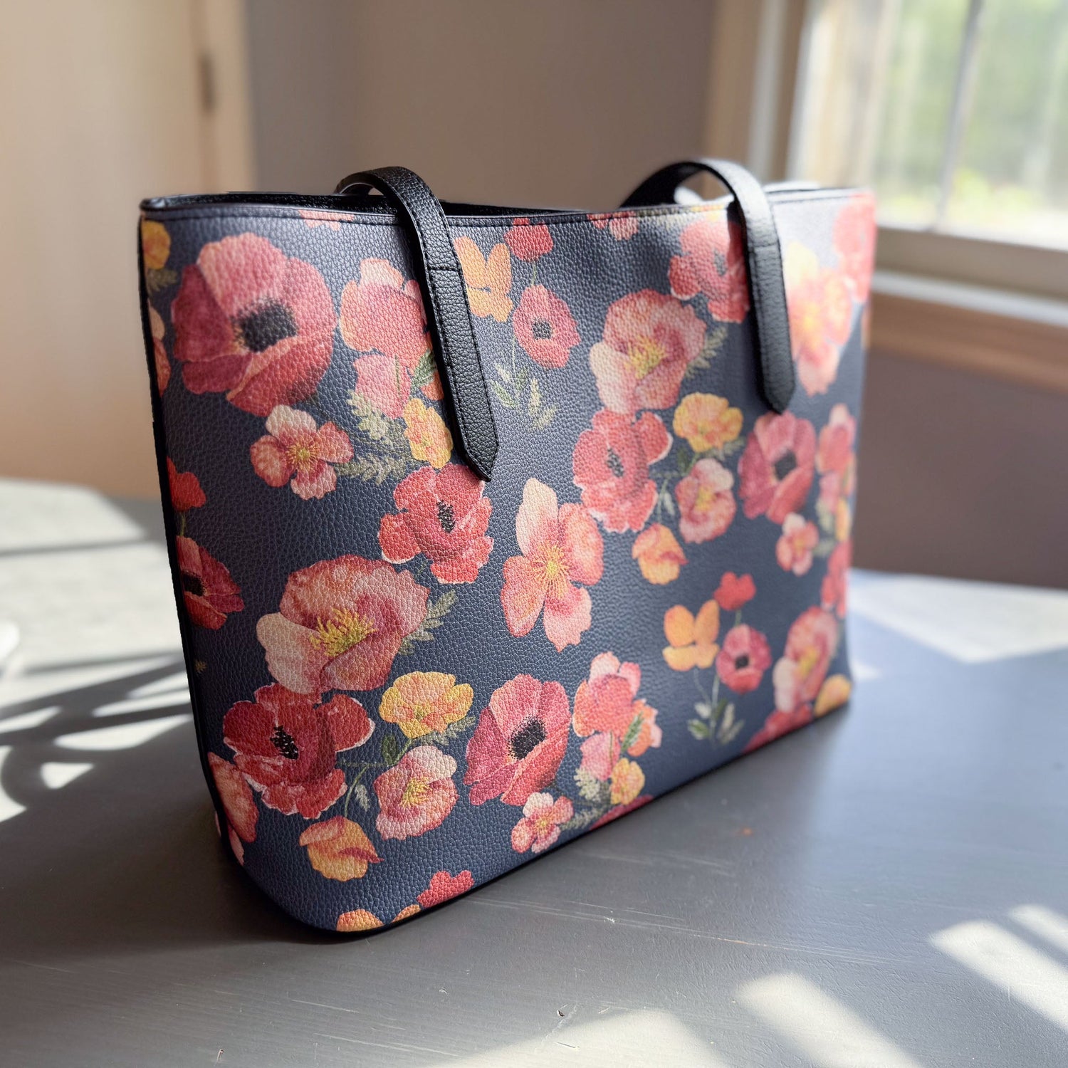 ember poppies carryall in vegan leather