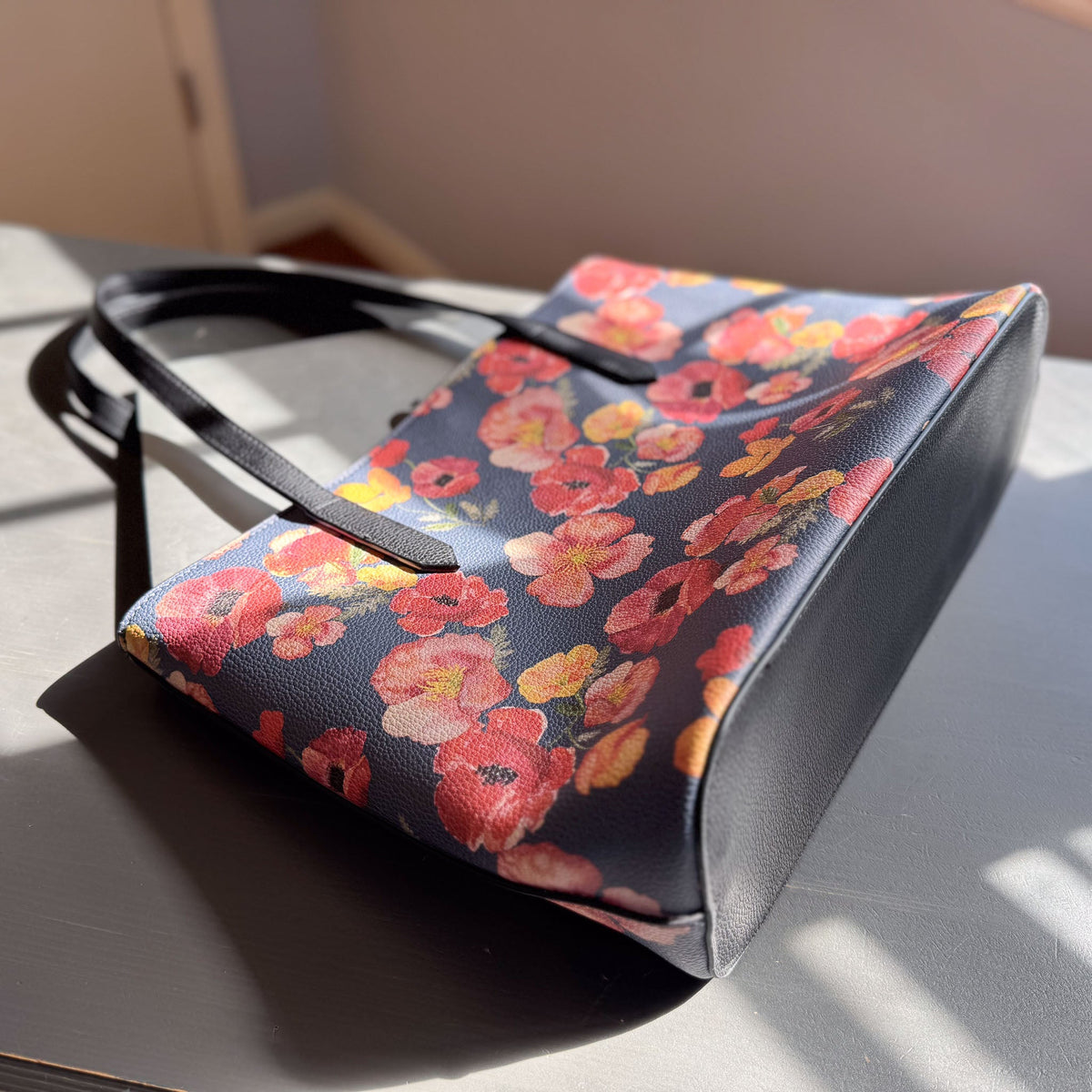 ember poppies carryall in vegan leather