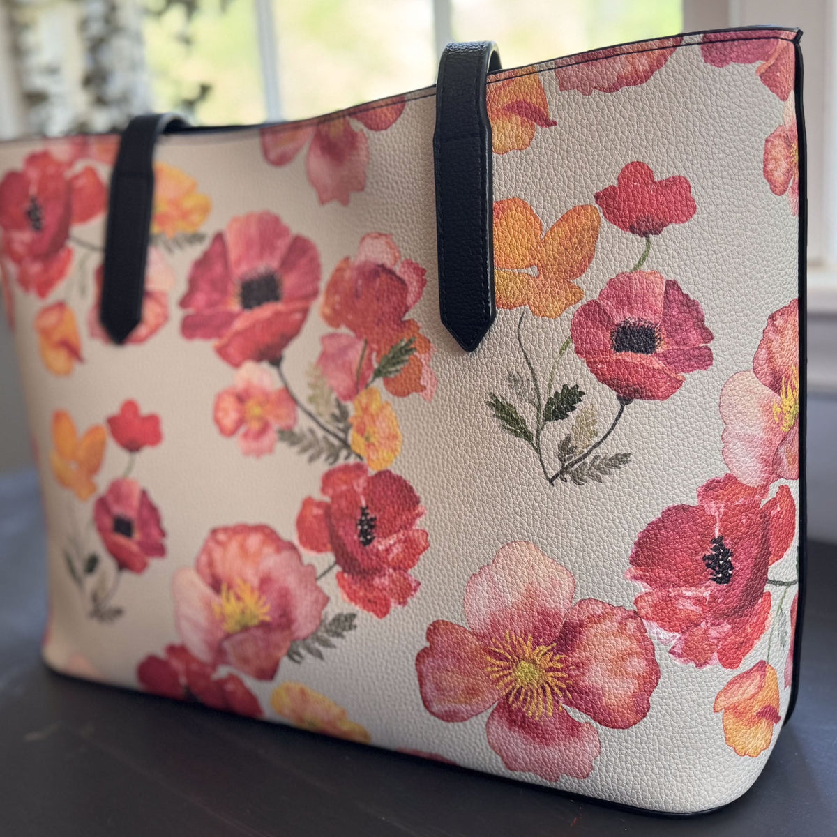 ember poppies carryall in vegan leather