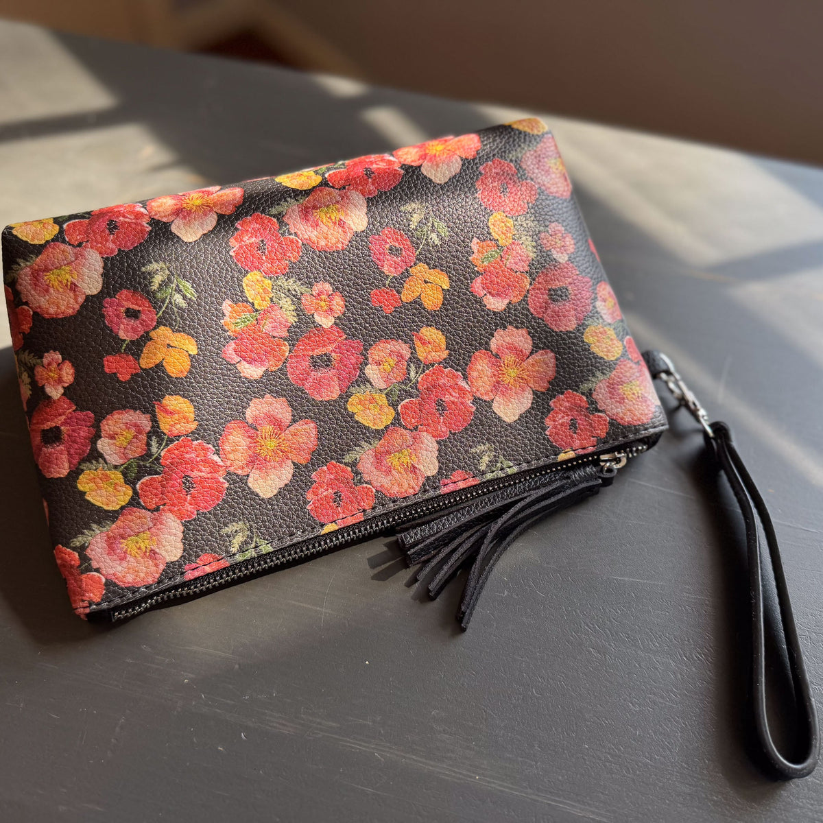 the ember poppies clutch collection in vegan leather