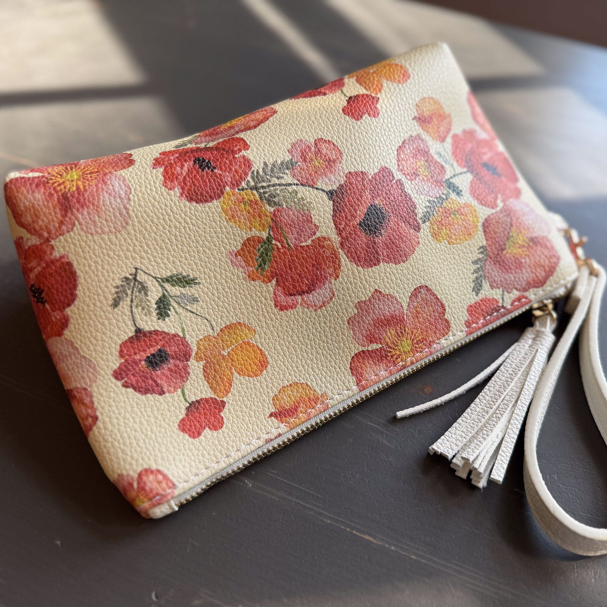 the ember poppies clutch collection in vegan leather