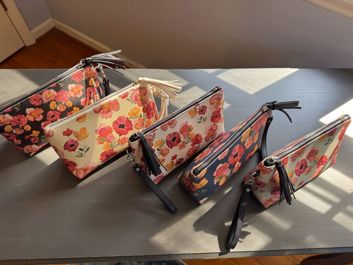 the ember poppies clutch collection in vegan leather