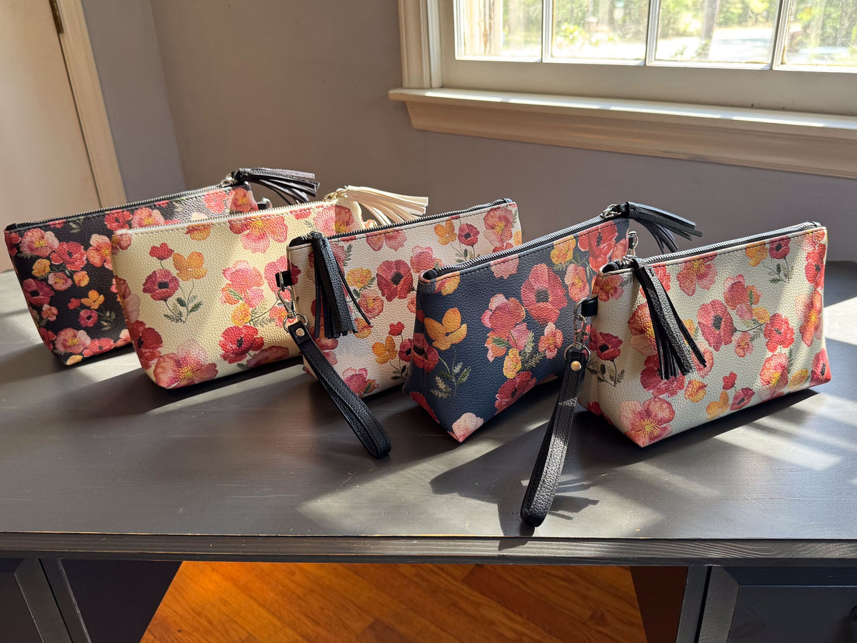 the ember poppies clutch collection in vegan leather