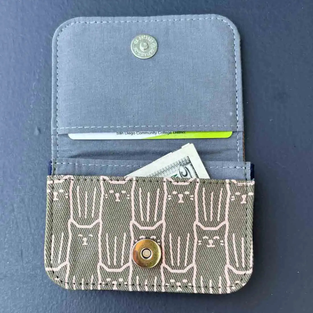 Cotton Canvas Cardholders - Cat Prints - Small Wallet