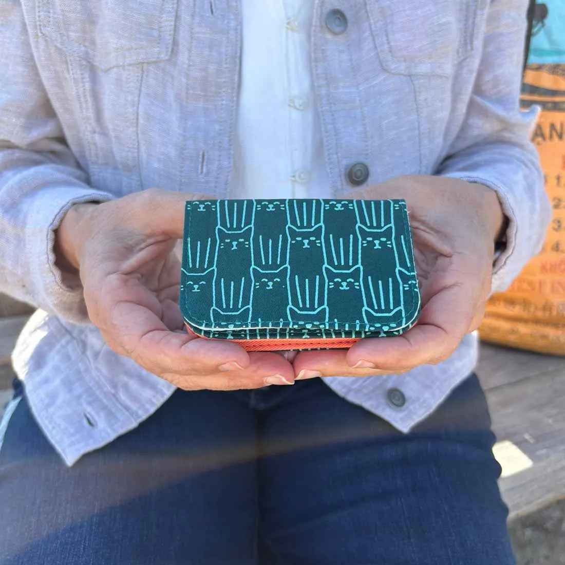 Cotton Canvas Cardholders - Cat Prints - Small Wallet