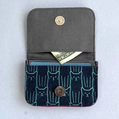 Cotton Canvas Cardholders - Cat Prints - Small Wallet