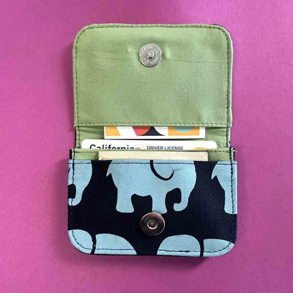 Cotton Card Holder - Elephant Prints