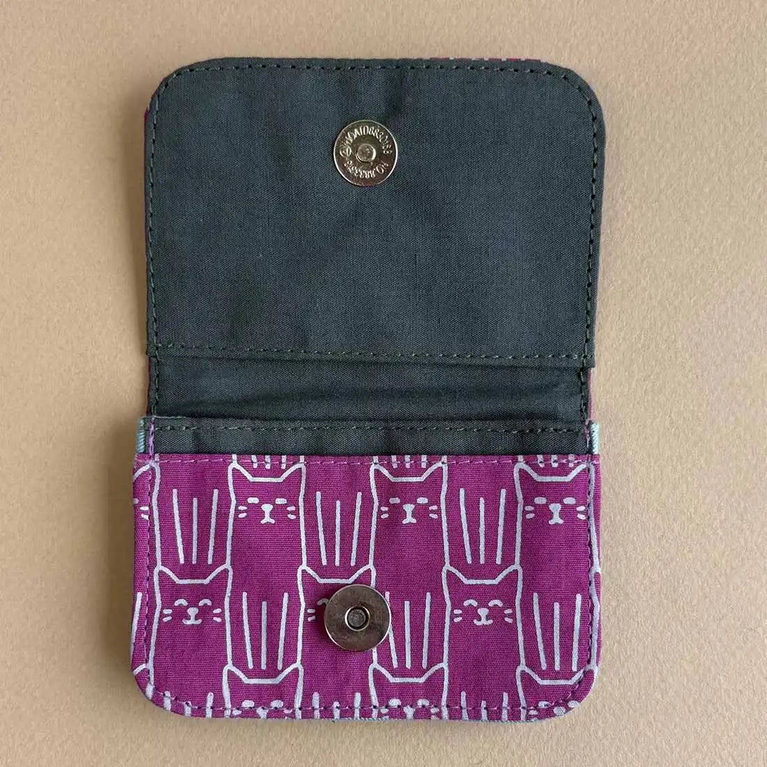 Cotton Canvas Cardholders - Cat Prints - Small Wallet