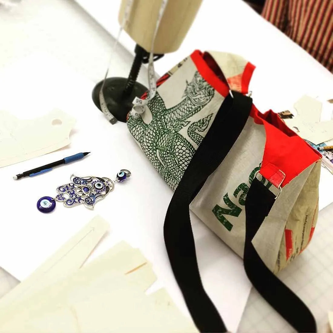 Triangle Crossbody Bag - From Recycled Cement Bags