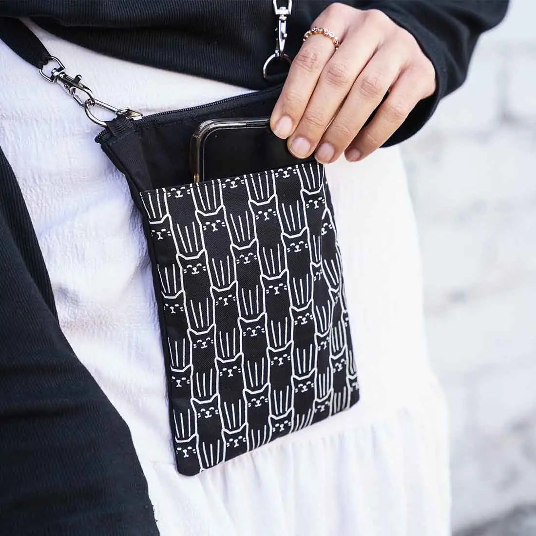 Mini Phone Crossbody - Cat Prints