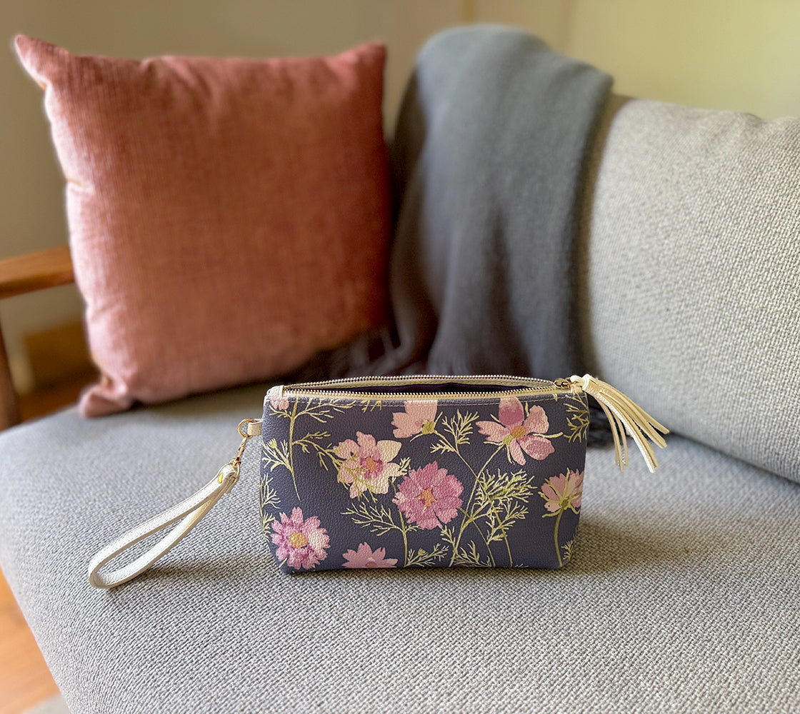 airy cosmos clutch in vegan leather