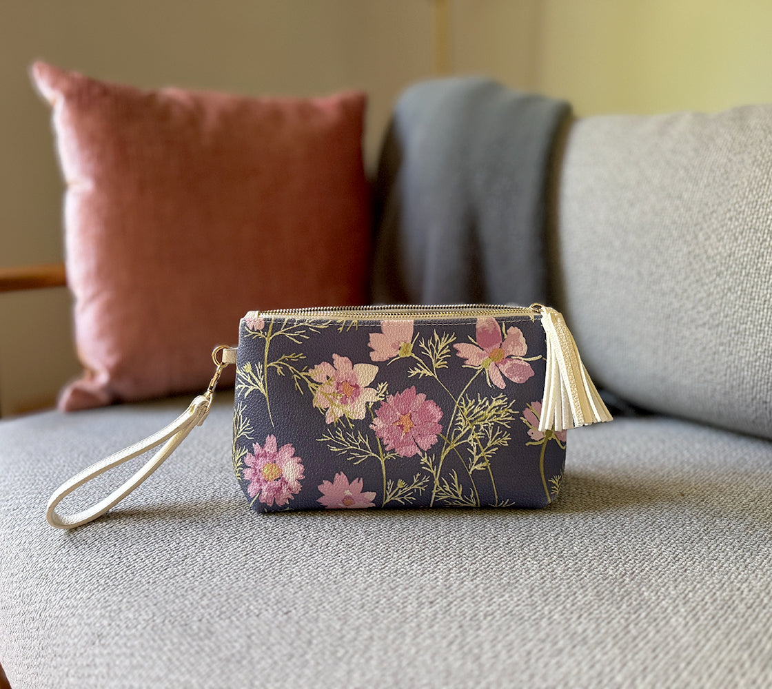 airy cosmos clutch in vegan leather