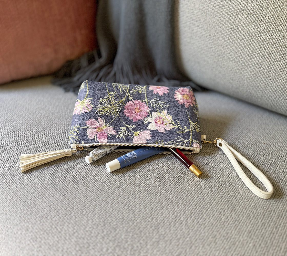 airy cosmos clutch in vegan leather