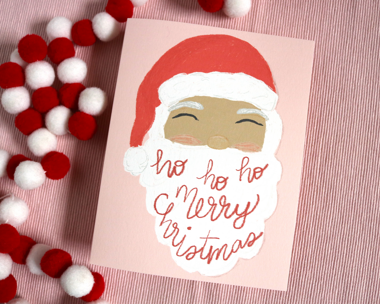 Vintage Inspired Ho Ho Ho Santa Christmas Greeting Card