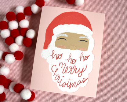 Vintage Inspired Ho Ho Ho Santa Christmas Greeting Card