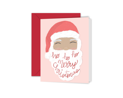 Vintage Inspired Ho Ho Ho Santa Christmas Greeting Card