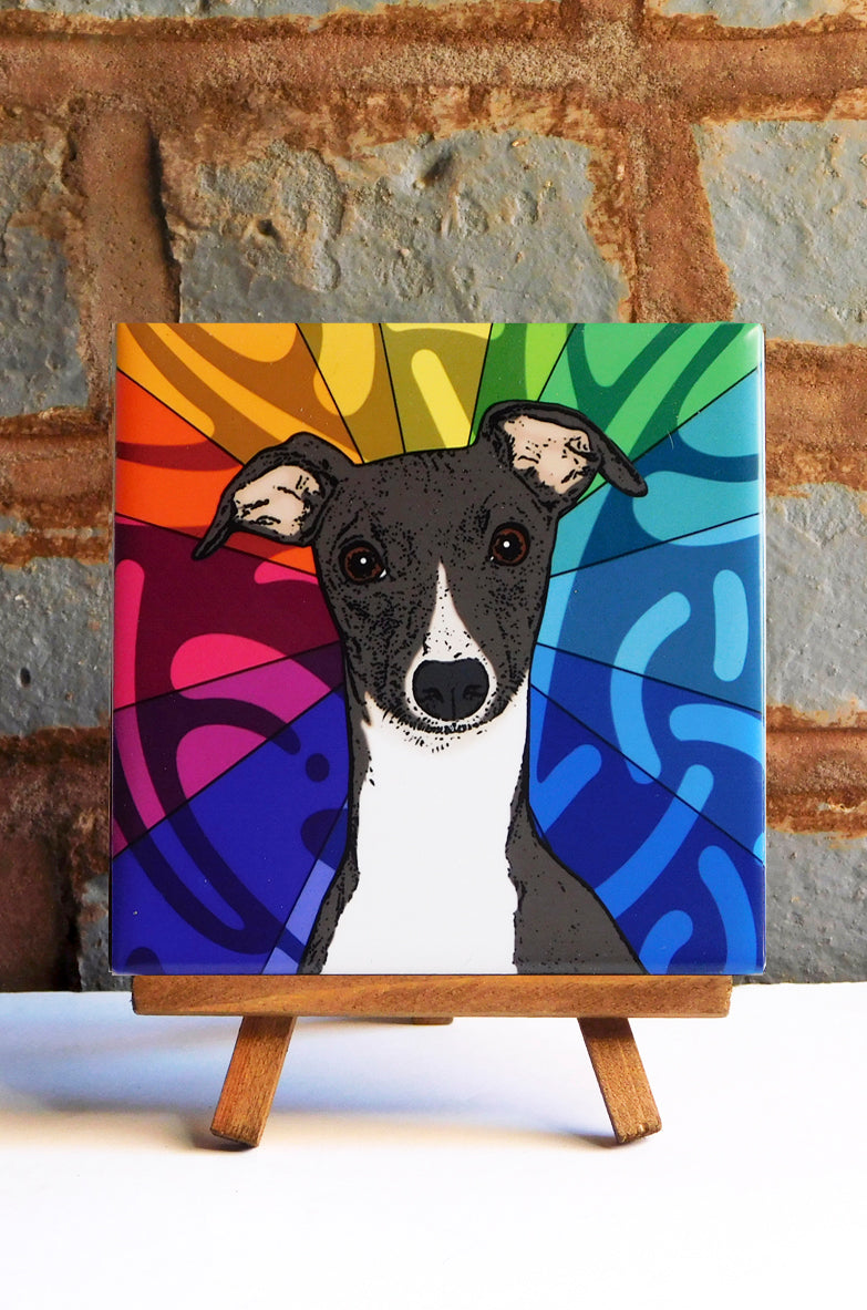 Whippet Ceramic Art Tile