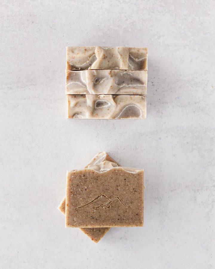 Handmade all natural peppermint goat milk soap with pumice &amp; peppermint powders