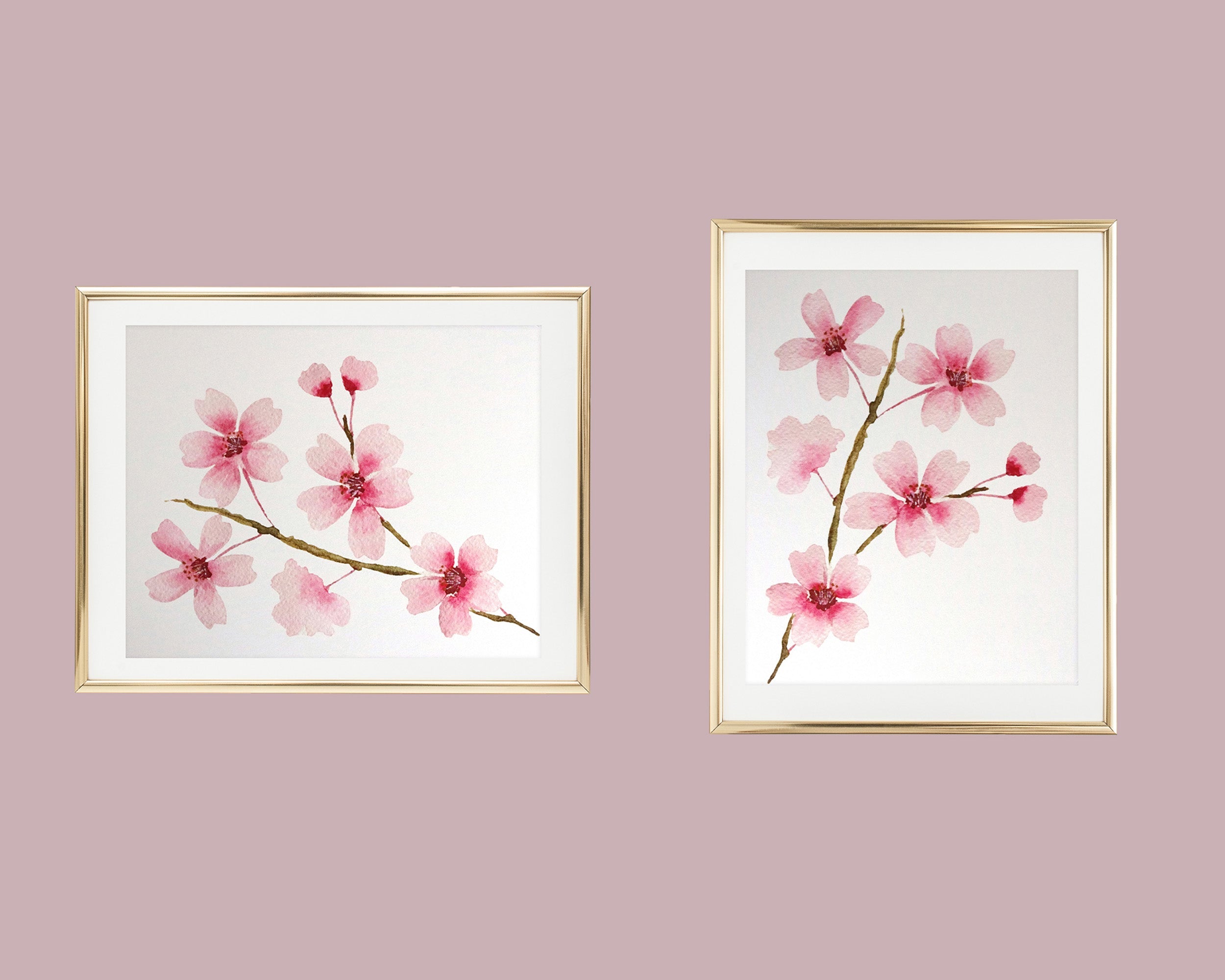 Watercolor Cherry Blossom Branch Art Print
