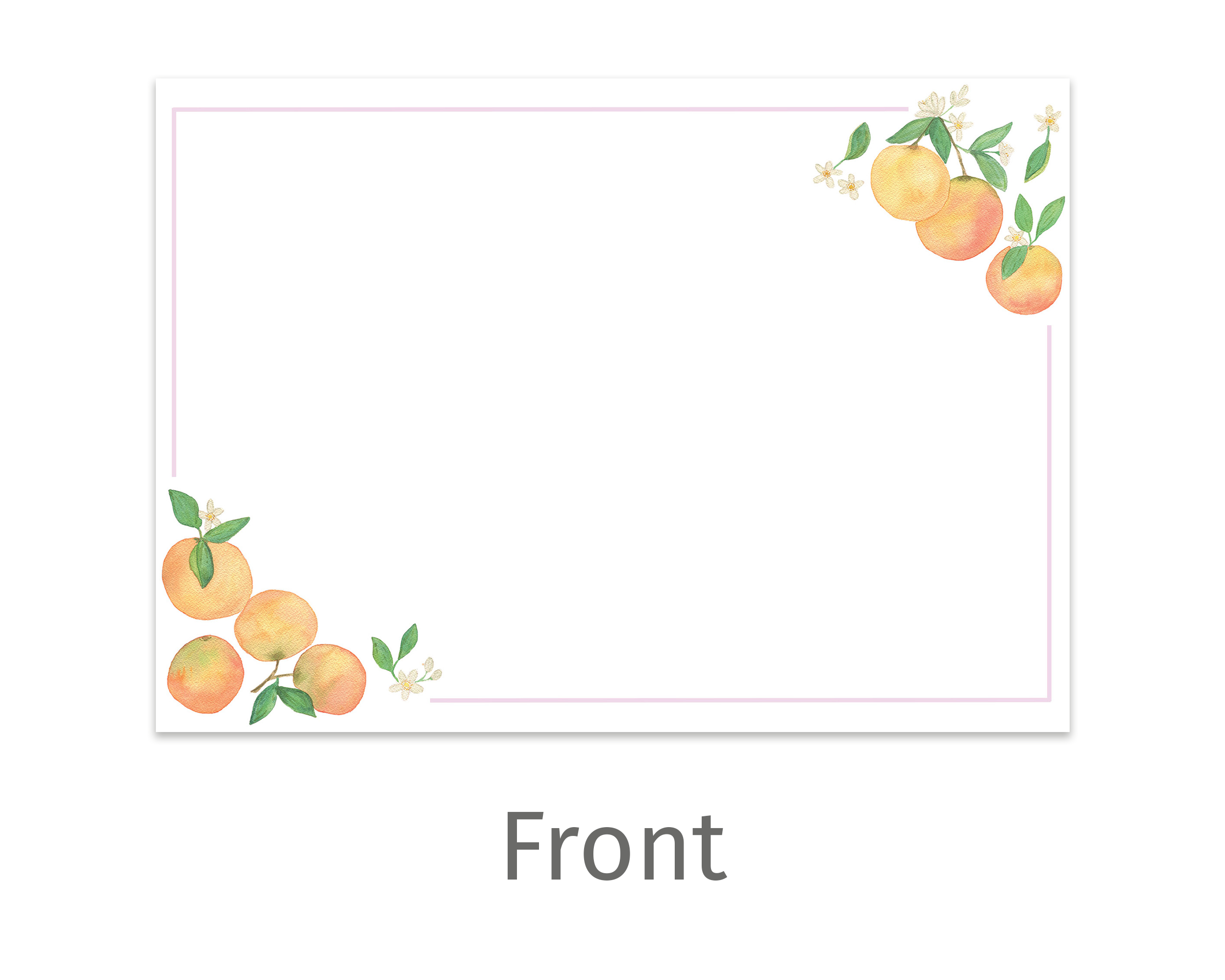 Watercolor Clementine Flat Notecard Stationery Set