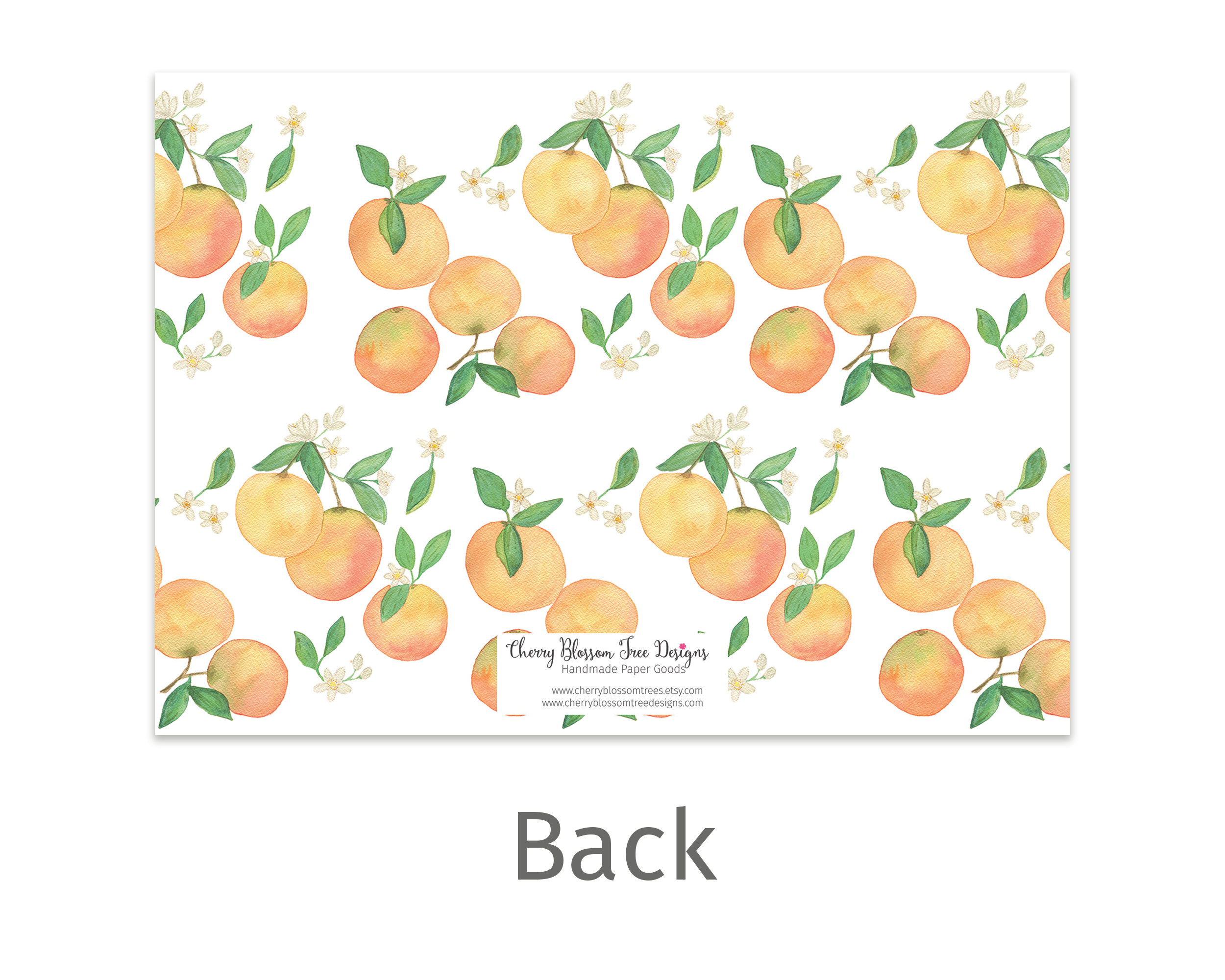 Watercolor Clementine Flat Notecard Stationery Set