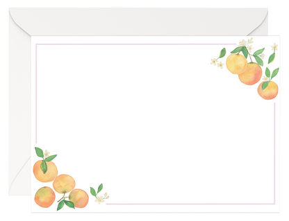 Watercolor Clementine Flat Notecard Stationery Set