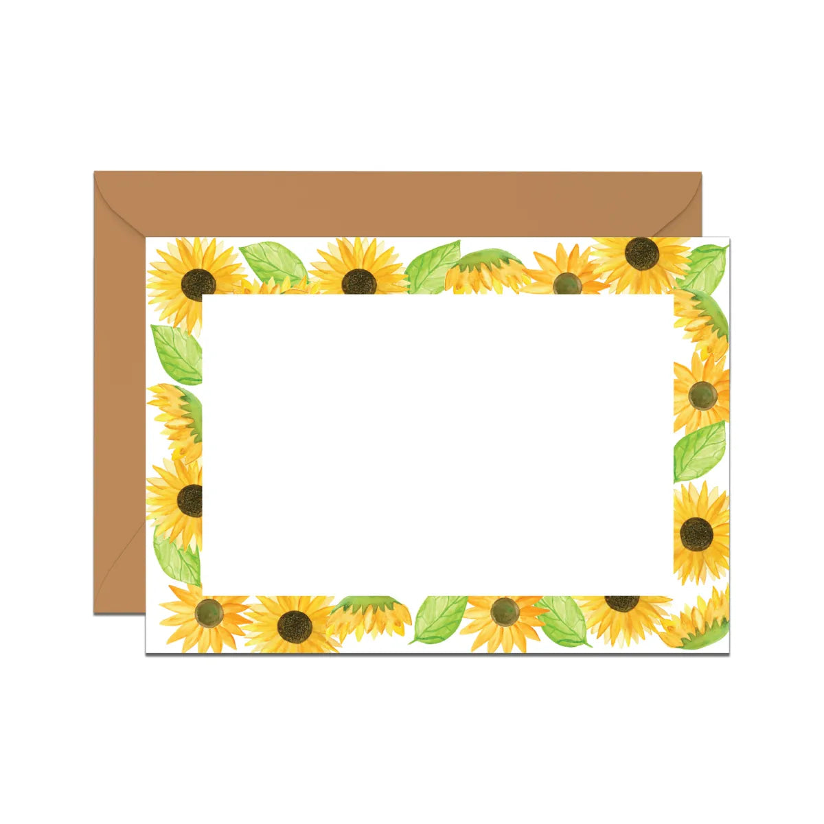 Watercolor Sunflower Flat Notecard Stationery Set