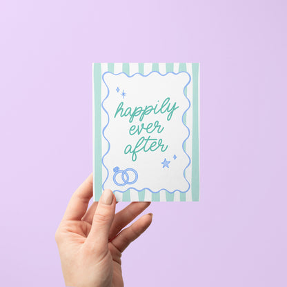 Happily Ever After card flat — hand drawn illustrated wedding card by MangoIllustrated