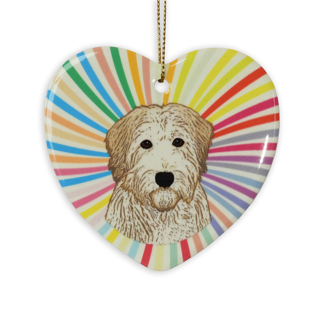Wheaten Ceramic Heart Ornament