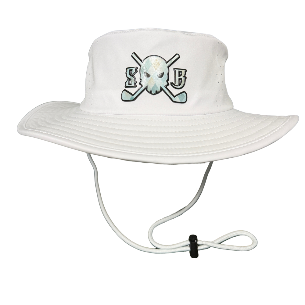 Wide Brim Aussie Golf Hat - White - Skull &amp; Bogeys Golf Co.