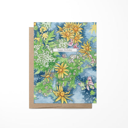 Greeting card featuring flowers pattern for birthday