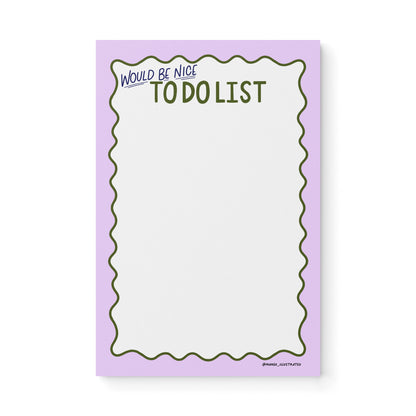 Would Be Nice To Do List notepad — low pressure illustrated to do list notepad, 8.5 x 5.5 in, by MangoIllustrated